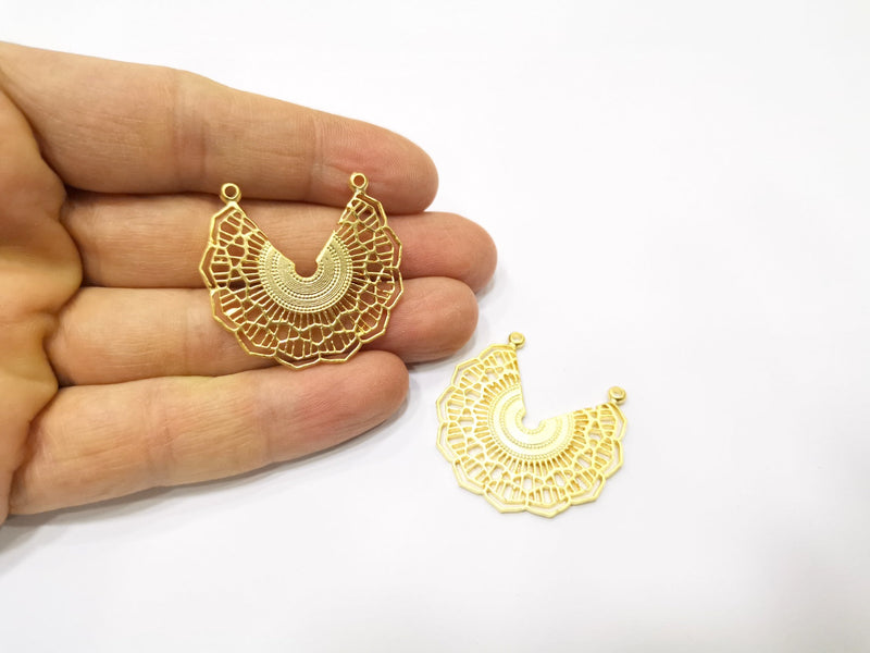 2 Gold Charms Gold Plated Charms  (36x34mm)  G17194
