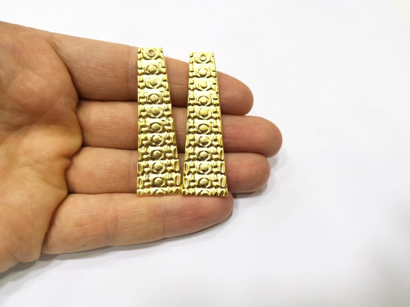 2 Gold Charms Gold Plated Charms  (55x16mm)  G17197