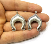 2 Silver Charms Antique Silver Plated Charms (35x25mm)  G17198