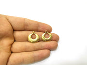 4 Hammered Gold Charms Gold Plated Charms  (19mm)  G17203