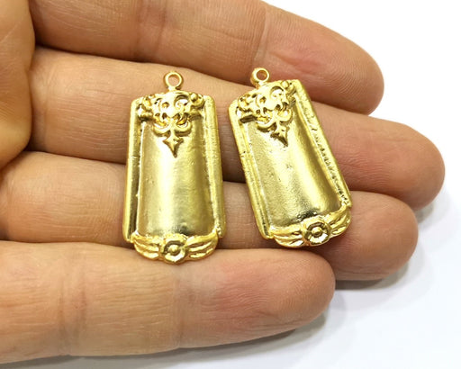 2 Gold Charms Gold Plated Charms  (33x18mm)  G17208