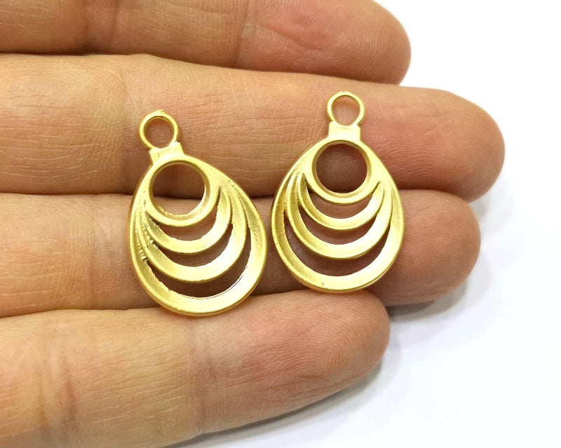 4 Gold Charms Gold Plated Charms  (28x18mm)  G17211