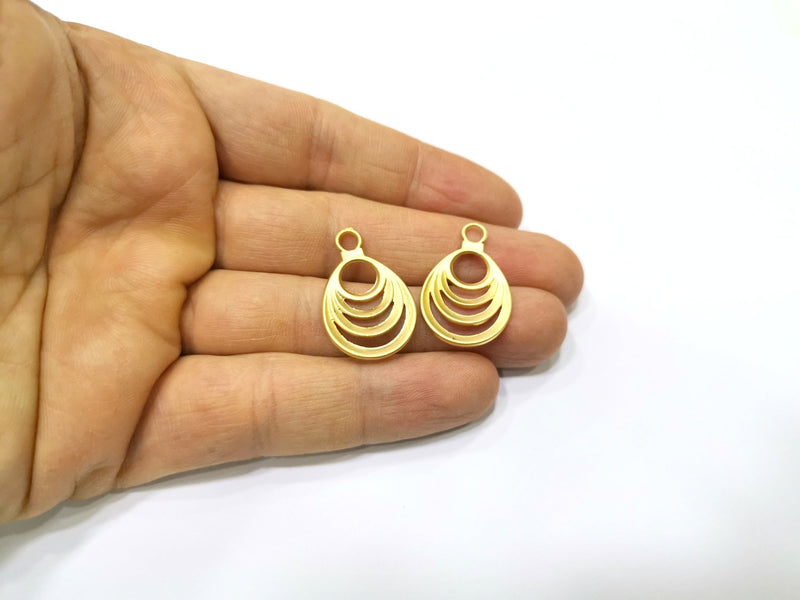 4 Gold Charms Gold Plated Charms  (28x18mm)  G17211