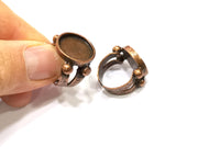 Copper Ring Settings inlay Ring Blank Mosaic Ring Bezel Base Cabochon Mountings (15 mm blank) Antique Copper Plated Brass  G17217