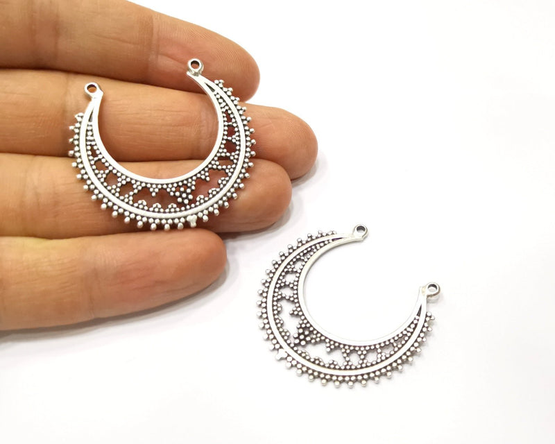 2 Silver Charms Antique Silver Plated Charms (39x36mm)  G17225