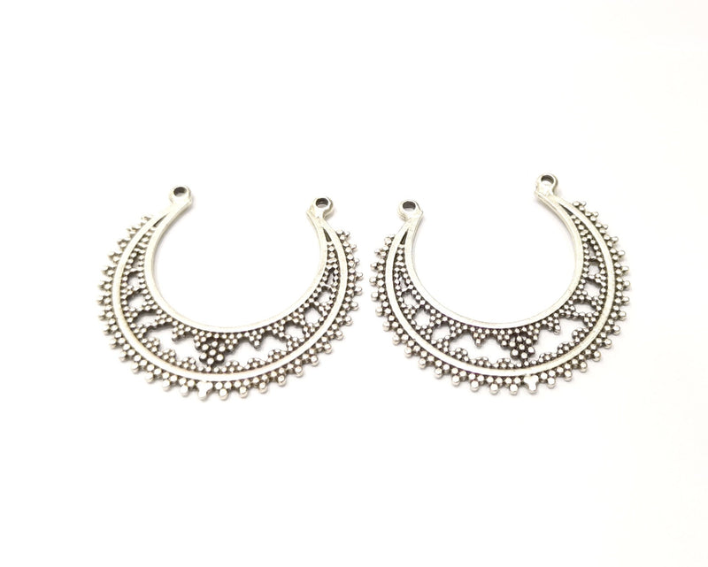 2 Silver Charms Antique Silver Plated Charms (39x36mm)  G17225