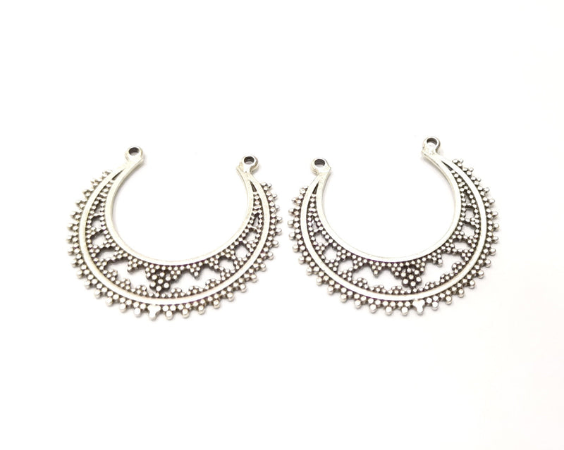 2 Silver Charms Antique Silver Plated Charms (39x36mm)  G17225