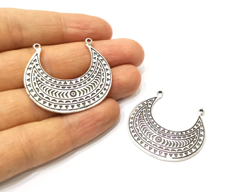 2 Silver Charms Antique Silver Plated Charms (39x35mm)  G17226