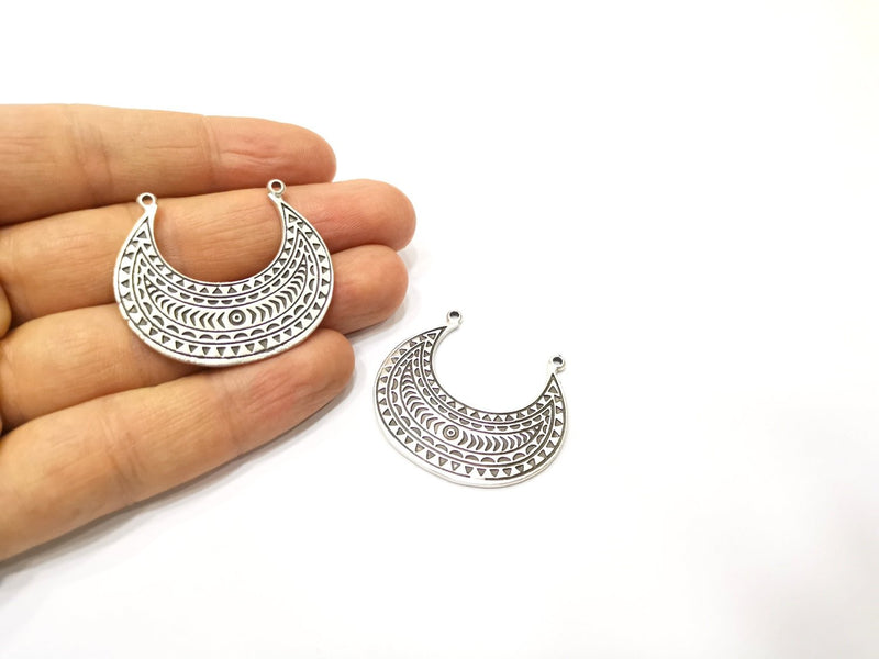 2 Silver Charms Antique Silver Plated Charms (39x35mm)  G17226