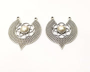 2 Silver Charms Antique Silver Plated Charms (40x35mm)  G17229