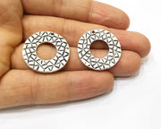 4 Silver Charms Antique Silver Plated Charms (26mm)  G17230