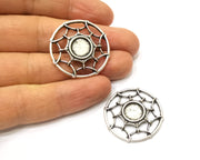 4 Silver Charms Blank Antique Silver Plated Charms (31mm)  G17232