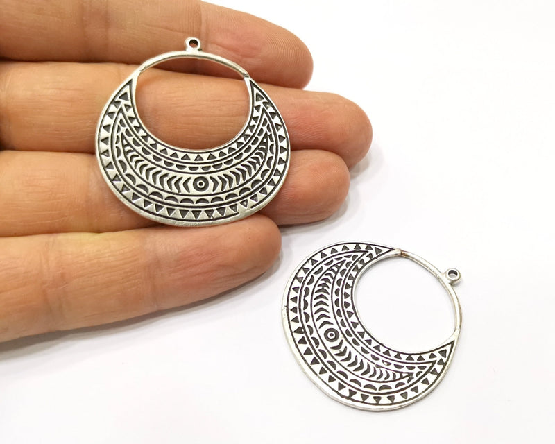 2 Silver Charms Antique Silver Plated Charms (39x40mm)  G17234