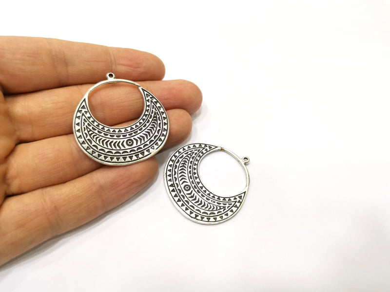 2 Silver Charms Antique Silver Plated Charms (39x40mm)  G17234