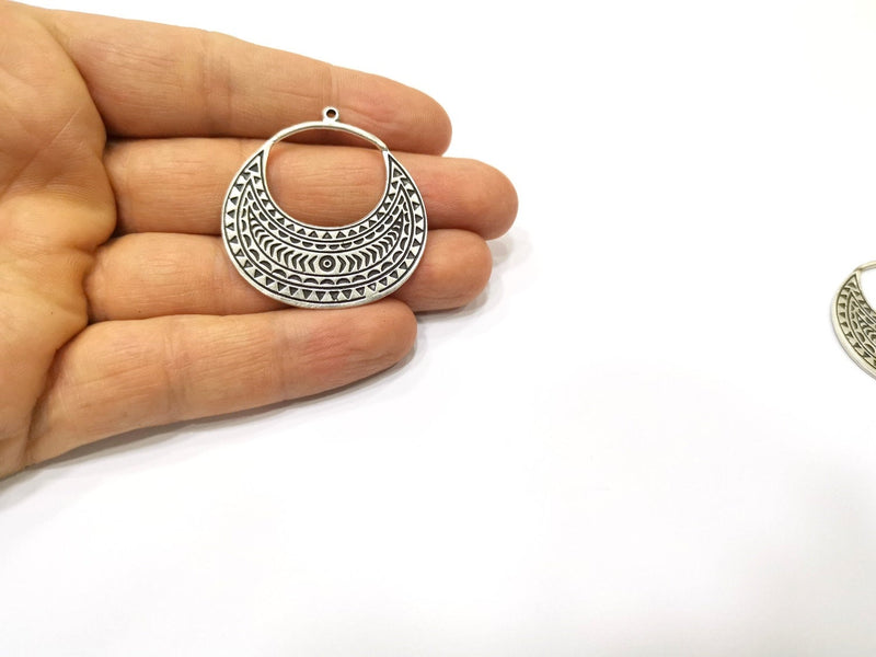 2 Silver Charms Antique Silver Plated Charms (39x40mm)  G17234