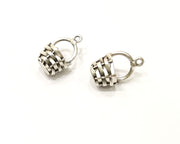 2 Basket Charms Antique Silver Plated Brass (21x13mm) G17241