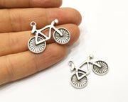 4 Bike Charms Antique Silver Plated Charms (33x25mm)  G17242