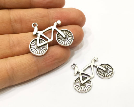 4 Bike Charms Antique Silver Plated Charms (33x25mm)  G17242