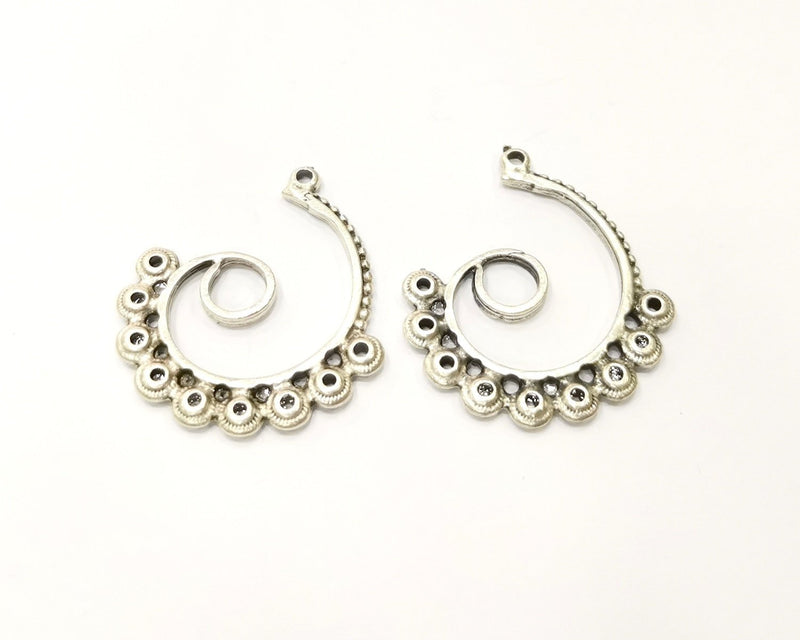 4 Silver Charms Antique Silver Plated Charms (35x30mm)  G17251