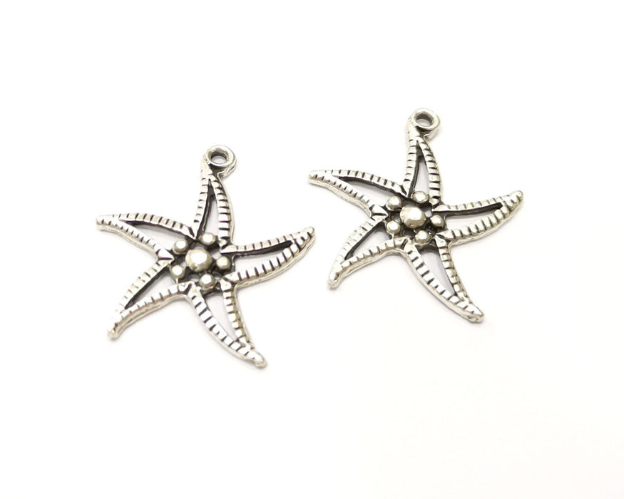 4 Star Charms Antique Silver Plated Charms (34x32mm)  G17253