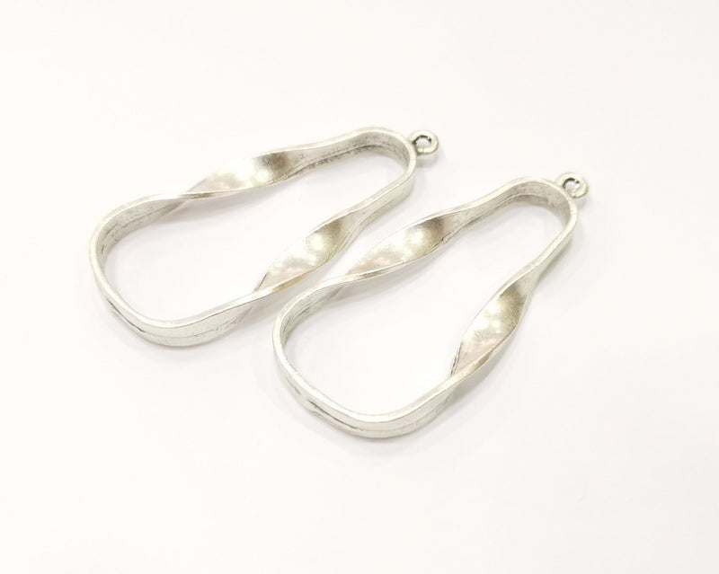 2 Silver Charms Antique Silver Plated Charms (55x24mm)  G17258