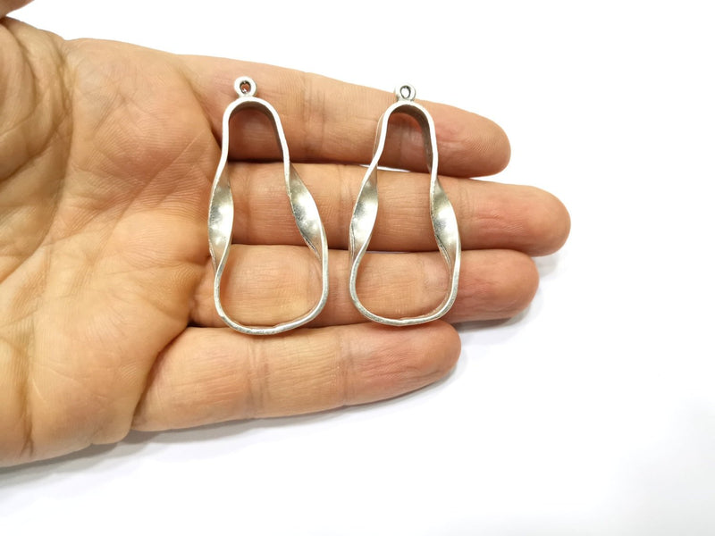 2 Silver Charms Antique Silver Plated Charms (55x24mm)  G17258