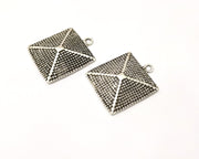 2 Silver Charms Antique Silver Plated Charms (35x29mm)  G17260