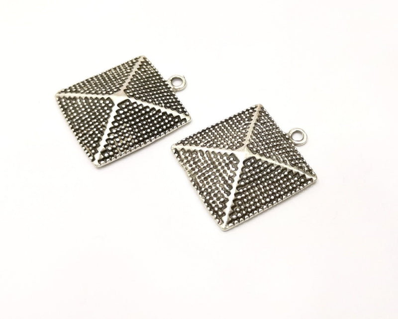 2 Silver Charms Antique Silver Plated Charms (35x29mm)  G17260