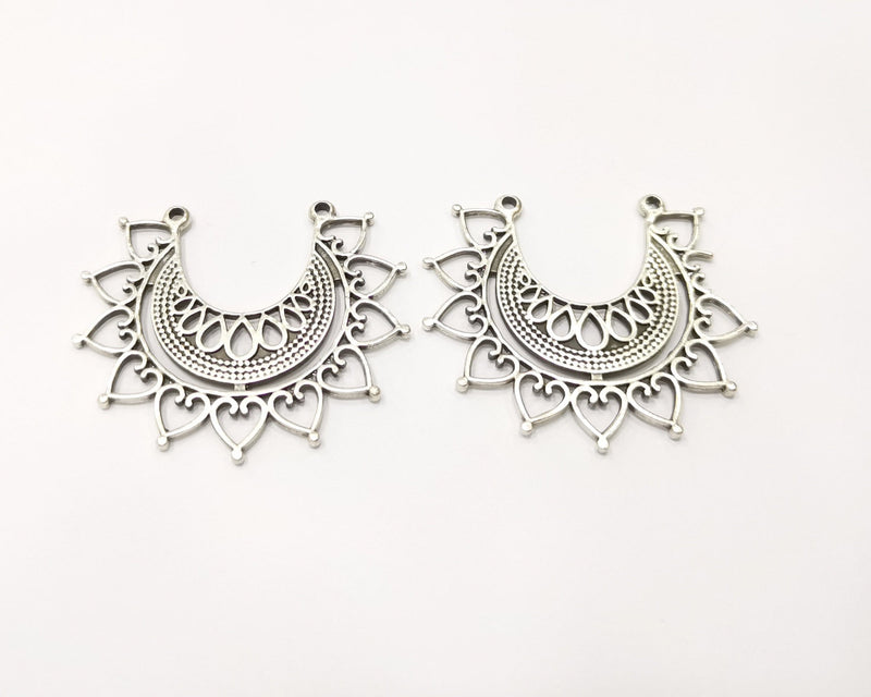 2 Silver Charms Antique Silver Plated Charms (42x36mm)  G17263