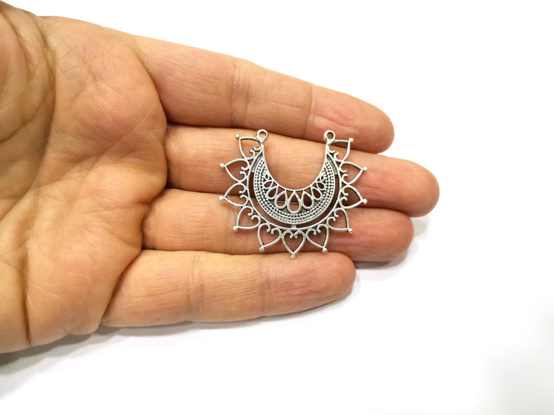 2 Silver Charms Antique Silver Plated Charms (42x36mm)  G17263