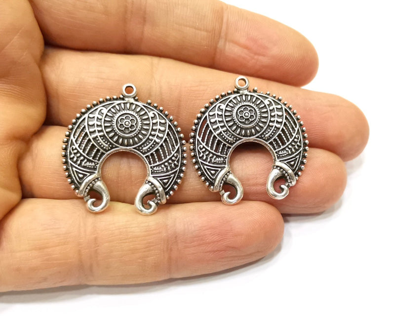 4 Silver Charms Antique Silver Plated Charms (30x28mm)  G17300