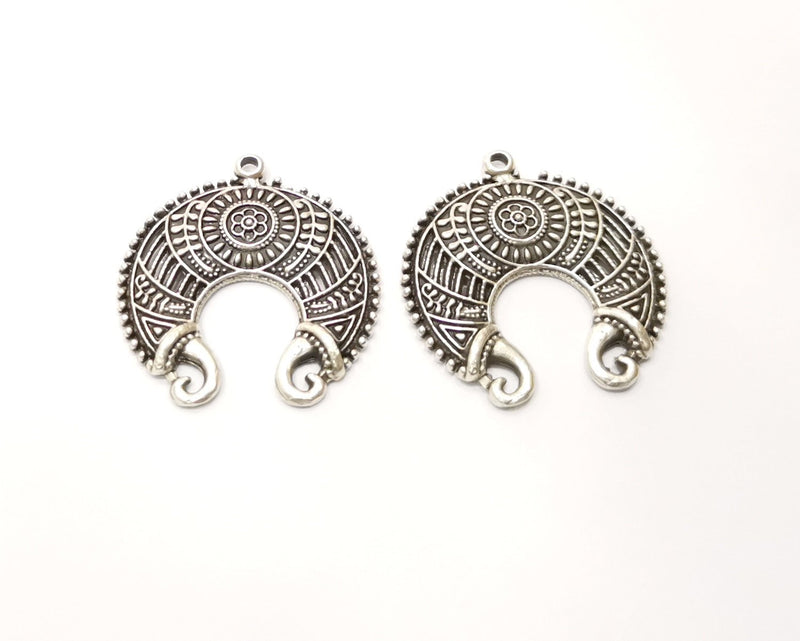 4 Silver Charms Antique Silver Plated Charms (30x28mm)  G17300