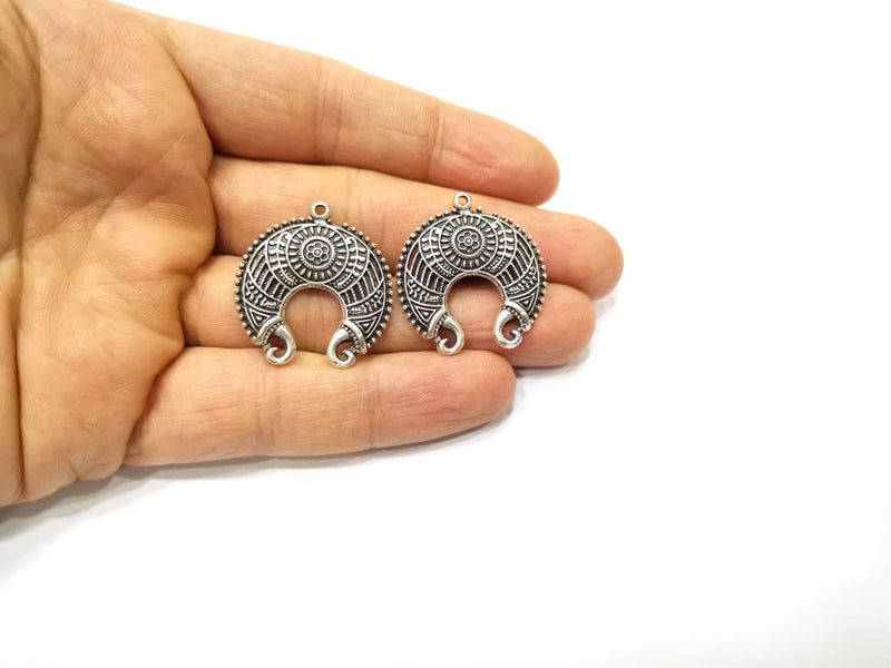 4 Silver Charms Antique Silver Plated Charms (30x28mm)  G17300
