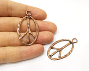 4 Peace Charm Antique Copper Charm (46x25mm) G17305