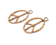 4 Peace Charm Antique Copper Charm (46x25mm) G17305