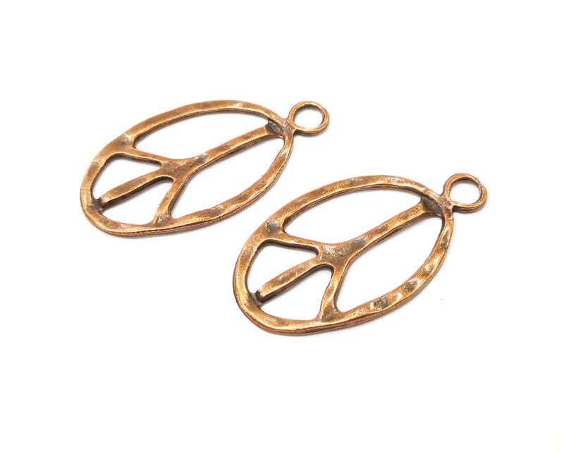4 Peace Charm Antique Copper Charm (46x25mm) G17305