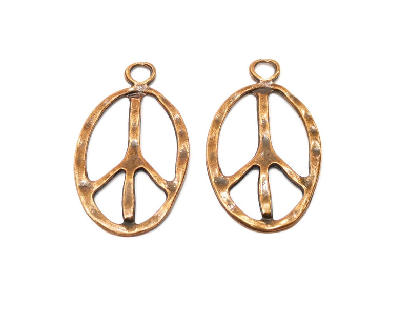 4 Peace Charm Antique Copper Charm (46x25mm) G17305