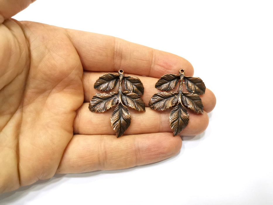 2 Leaf Charm Antique Copper Charm (39x34mm) G17306