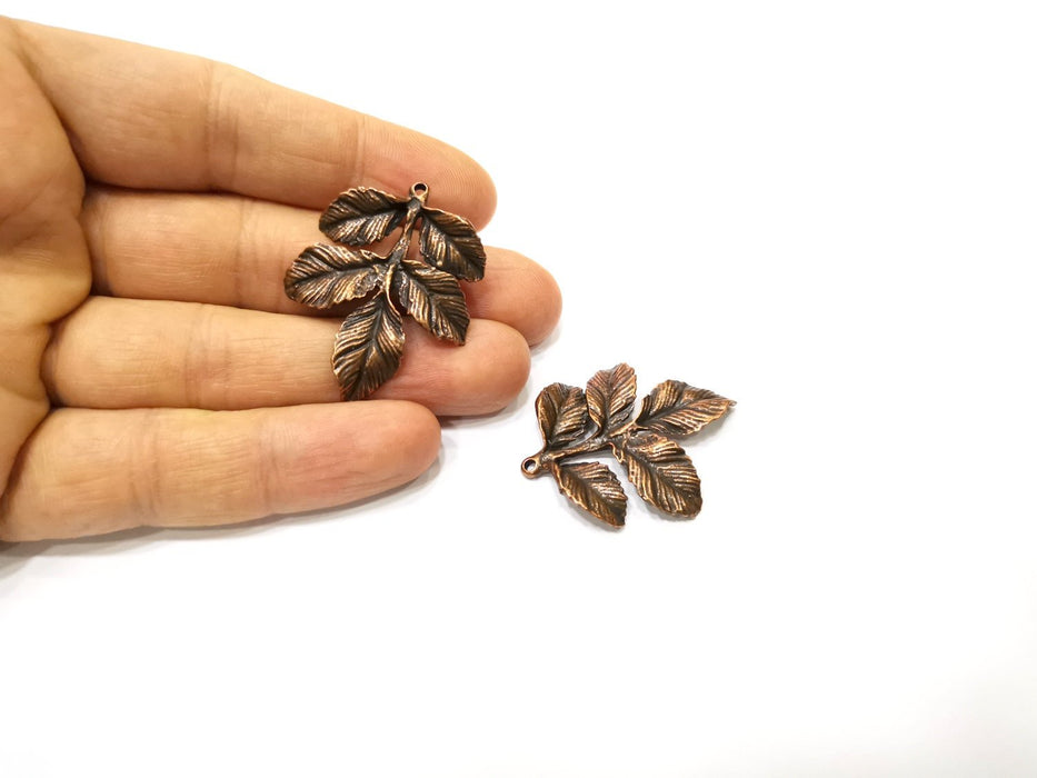 2 Leaf Charm Antique Copper Charm (39x34mm) G17306