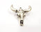 Ox Head Skull Pendant with nose ring Antique Silver Plated Pendant (44x42mm) G16434