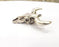Ox Head Skull Pendant with nose ring Antique Silver Plated Pendant (44x42mm) G16434