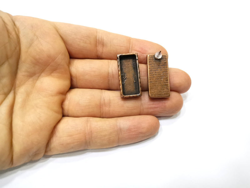 Earring Blank Backs Base Settings Copper Resin Blank Cabochon Base inlay Mountings Antique Copper Plated (25x10mm blank) 1 Pair G17314