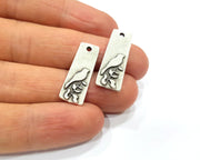 4 Bird Charms Antique Silver Plated Charms (25x10mm)  G16437