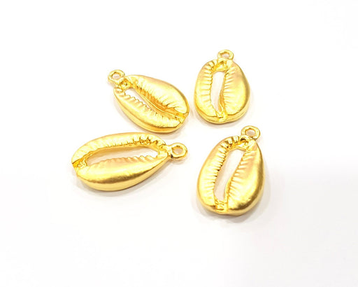 4 Cowrie Shell Charms Gold Charms Gold Plated Shell Charms (23x12mm)  G16436