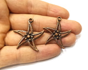 4 Star Charm Antique Copper Charm (34x30mm) G17329