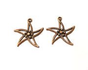 4 Star Charm Antique Copper Charm (34x30mm) G17329