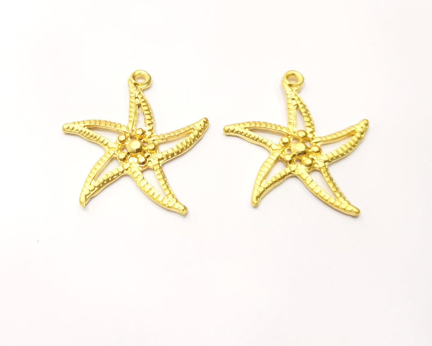 2 Star Charms Gold Plated Charms  (34x32mm)  G17335
