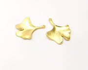 2 Ginko Charms Leaf Charms Gold Plated Charms  (32x27mm)  G17336