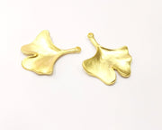 2 Ginko Charms Leaf Charms Gold Plated Charms  (32x27mm)  G17336