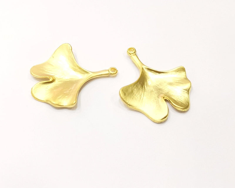 2 Ginko Charms Leaf Charms Gold Plated Charms  (32x27mm)  G17336